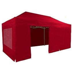 FRANCE BARNUMS Tente pliante PRO 4x6m pack fenêtres - 6 murs - ALU 55mm/PVC 580g Norme M2 - rouge - FRANCE-BARNUMS - rouge aluminium 292F_0