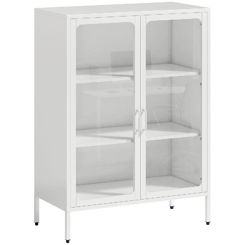Helloshop26 - Armoire de bureau 80 x 40 x 110 cm étagères réglables rangement pratique style industriel contemporain en acier blanc 21_0006407 - bl_0