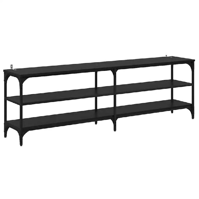 Helloshop26 - Meuble TV rustique polyvalent avec 3 étagères 160 x 30 x 50 cm en bois d'ingénierie chêne noir 02_0052715 - noir Bois massif 3000237_0