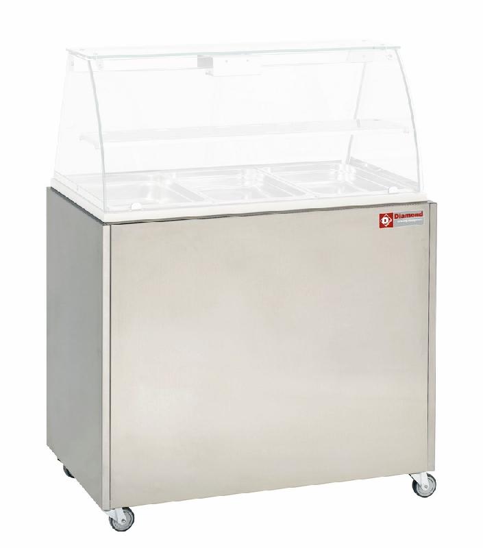 Meuble inox support vitrine VBE-311 sur roues - accessoires inclus - 1060x615xH1380 - MEX-RG3_0