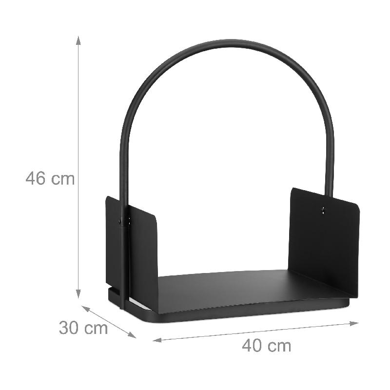 Panier de rangement pour bois de chauffage porte-bûches en acier avec poigné noir 13_0002178_0