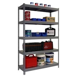 PROREGAL Étagère pour charges lourdes METAL YETI LIGHT FIVE | HxLxP 200x120x45cm | Charge du compartiment 300kg | Gris - gris métal PR_RS146-12_0