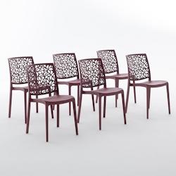 RATTATAN Set 6 Chaises en polypropylène avec fibre de verre empilables pour extérieur et jardin, bar et restaurant, cuisine design moderne - ANNA -_0