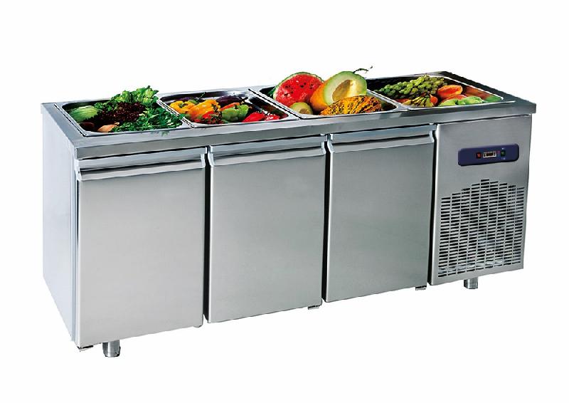 Saladette avec 3 portes gn 1/1, 5x gn 1/1 h=150 mm, -2°/+8°c - SALADBAR3_0