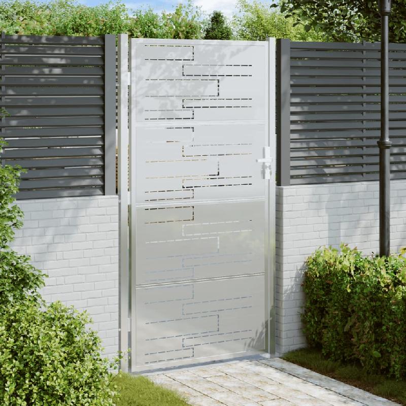 Vidaxl portail de jardin 100x180 cm acier inoxydable 376478_0