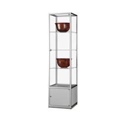 Vitrine d'exposition colonne argent 50x50x198,4 cm SARAZINO avec rangement - Verre trempé et aluminium anodisé_0