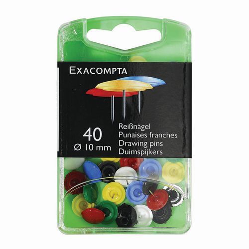 Boîte De 25 Épingles "Push Pins" Multicolores - Pointe Acier 7 Mm, Tête Ø10 Mm, Pour Tableau D'Affichage, Photos, Déco