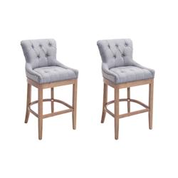 CLP Lot de 2 Tabourets de Bar Lakewood en Tissu Gris clair/Antique clair - gris textile 304584_0