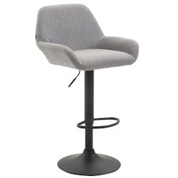 Décoshop26 - Tabouret de bar x1 repose-pieds en forme d'arc en métal noir assise en tissu gris 10_0004547 - gris 3000252167367_0