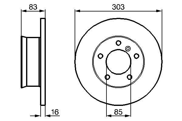 Disque de frein Bosch 0986478189 - boîte de 2 disques - avant - disque plein - 5 trous - épaisseur 16 mm_0