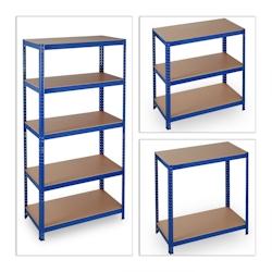 HELLOSHOP26 - Étagère charge lourde meuble de rangement à clip cave charge garage 180 cm acier bleu 13_0001058 - bleu 3000142108982_0