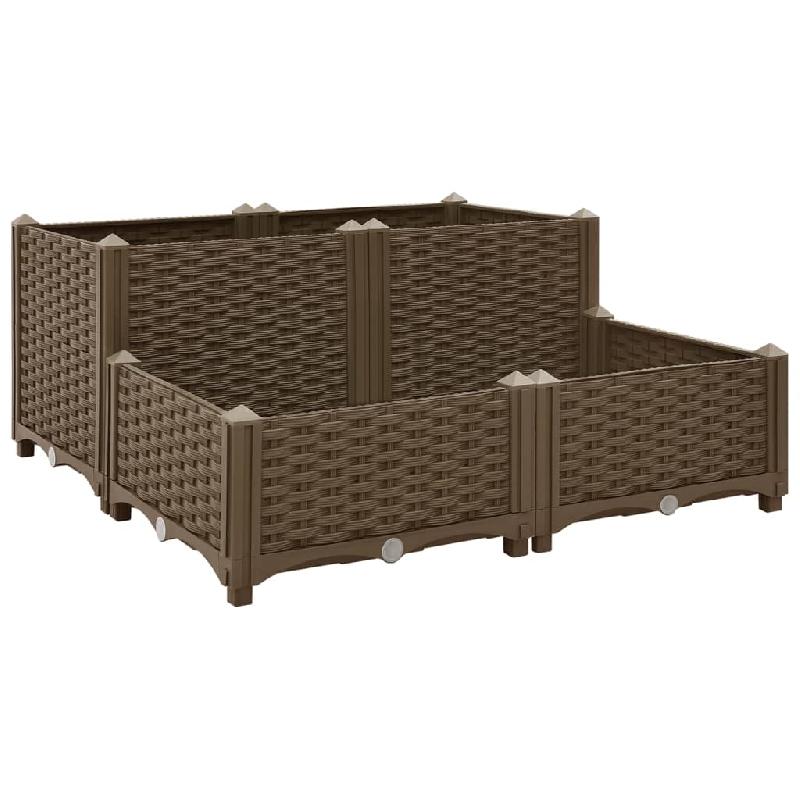 JARDINIÈRE LIT SURÉLEVÉ PLANTES FLEURS JARDIN 80 X 80 X 38 CM POLYPROPYLÈNE 02_0000956_0