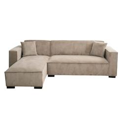 Oviala Business Canapé d'angle fixe 3 places avec méridienne gauche taupe - marron polyester 112382_0