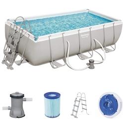 Piscine tubulaire rectangulaire 404 x 201 x 100 cm Bestway PowerSteel 6 478 litres + pompe, filtre et échelle - gris 6942138952995_0