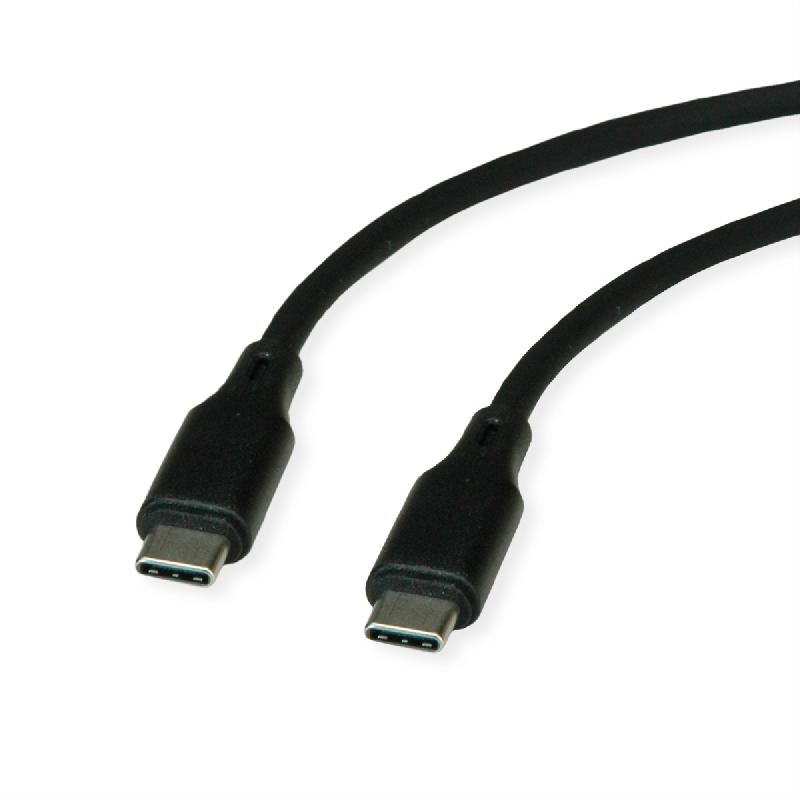 ROLINE Câble USB 2.0, C–C, M/M, silicone, 60W, noir, 1 m_0