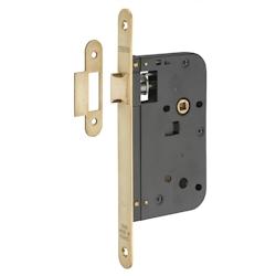 Serrure encastrable pour porte intérieure, axe 60mm, bouts ronds, laiton brossé - THIRARD - doré 3150260093100_0