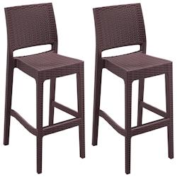 SIESTA EXCLUSIVE Pack de 2 Tabourets de Bar Jamaica en Rotin Marron - marron plastique polypropylène SP-SI-866BR_0