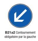 Signalisation routière B21a2 - Contournement obligatoire par la gauche - Obligation et fin d'interdiction_0