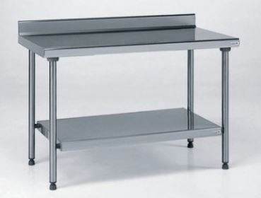 Table inox adossée avec étagère basse TOURNUS EQUIPEMENT - Référence 424 947 - robuste, montage rapide, hauteur réglable 900 à 930 mm_0