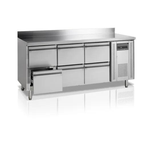 Table réfrigérée comptoir 6 tiroirs gn 1/1 avec dosseret - 402 litres - profondeur 700 mm - CK7360_0