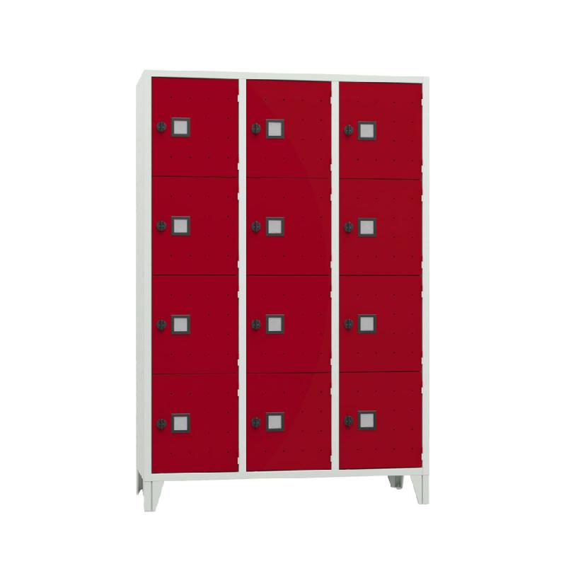 Vestiaire Roma 3 colonnes 4 cases gris / rouge_0