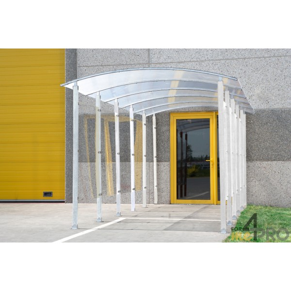 Abri fumeur en forme de couloir - bardage en plexiglass - 1 x 2 m - poteaux en métal zingué - toit en polycarbonate alvéolaire_0