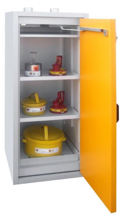 Armoire de sécurité ANTI-FEU 30 min basse 1 porte - Norme NF-EN 14470-1:2004 - 2 étagères et 1 bac de rétention 23L_0