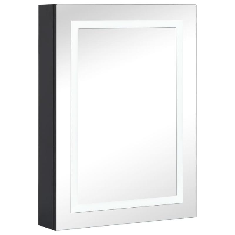 Armoire de salle de bain à miroir LED - MDF noir - 50 x 13 x 70 cm - Modèle 02_0006564_0