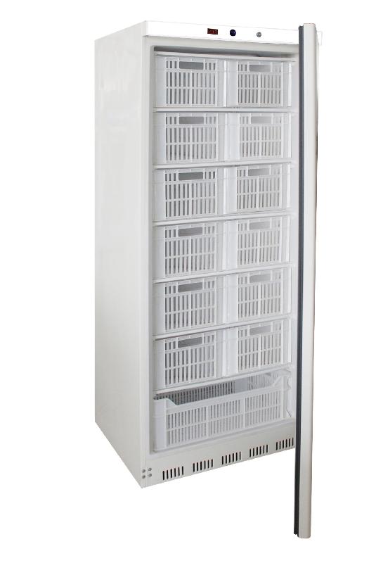 Armoire réfrigérée blanche Epoxy, porte pleine 7 clayettes GN2/1 + 13 paniers GAZ R600A L2G_0