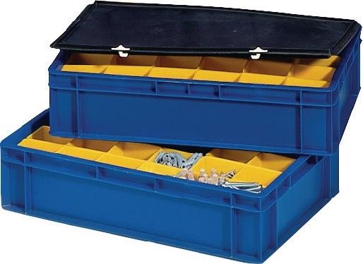 Boîte compartimentable jaune 94 x 73 x 122 mm - Adaptée conteneur transport gerbable 600 x 400 mm LA-KA-PE_0