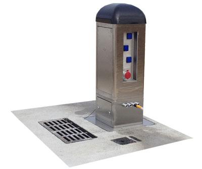 Borne de distribution sur-mesure pour camping et manifestations - SOBEM-SCAME Série BEA - acier ou inox, amovible_0