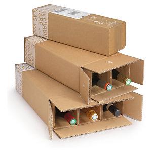 CAISSE CARTON D'EXPÉDITION POUR BOUTEILLES AVEC CROISILLONS RENFORCÉS À MONTAGE MANUEL 1 BOUTEILLE