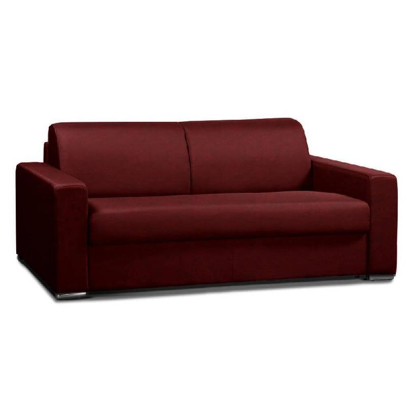 CANAPÉ CONVERTIBLE 2- ALLURE MATELAS MÉMORY  20CM  LATTES 120CM MICROFIBRE BORDEAUX_0