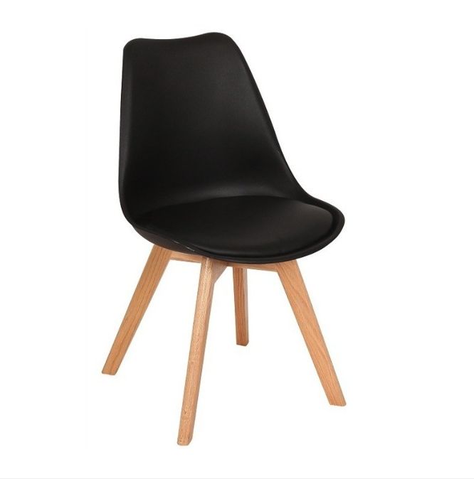 Chaise de restaurant - design scandinave - bois de hêtre et coque en polyuréthane - coussin simili cuir - vendue par lot de 4_0