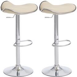 CLP Lot de 2 Tabourets de bar Shanghai en Similicuir Crème - beige polyester 101582204_0
