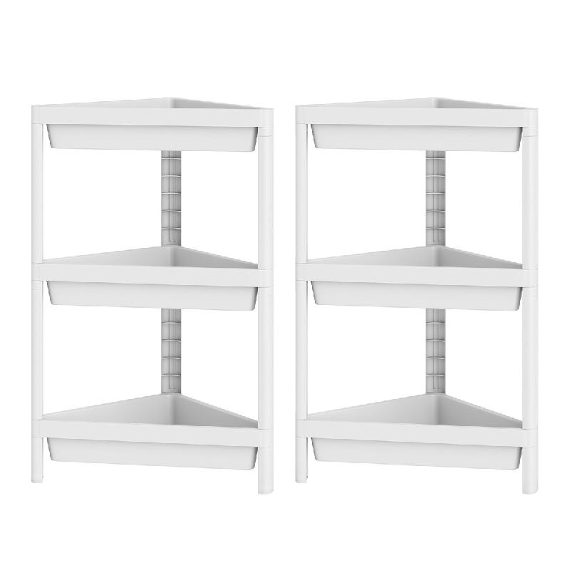 COSTWAY Étagère angle 3 niveaux lot 2, amovible avec trous écoulement, pour petits espaces, cuisine - blanc plastique polypropylène VL32630IT_0