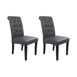 Cuba Lot De 2 Chaises De Salle A Manger - Simili Gris - Style Contemporain - L 45 X P 42 Cm - gris 3760238971691_0