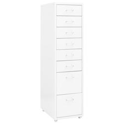 Décoshop26 - Caissons à tiroirs meuble de bureau sur roulettes 8 tiroirs 28 x 41 x 109 cm en métal blanc DEC024567 - blanc 3000254775805_0