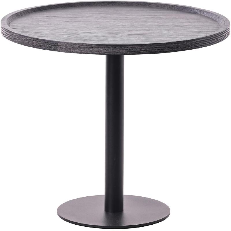 Décoshop26 - Table d'appoint moderne plateau rond en bois gris Ø60cm design avec pied central en métal noir 10_0009149 - gris métal 3000267039239_0