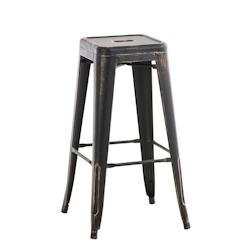Décoshop26 - Tabouret de bar empilable avec repose-pieds design industriel métal noir et doré 10_0000036 - noir 3000886169607_0