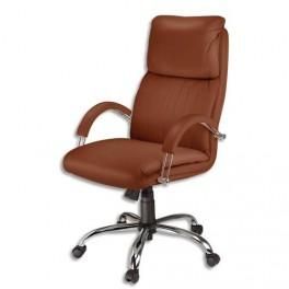 FAUTEUIL DE DIRECTION CUIR MARRON NADIR STEEL TILT 95X65X45 CM