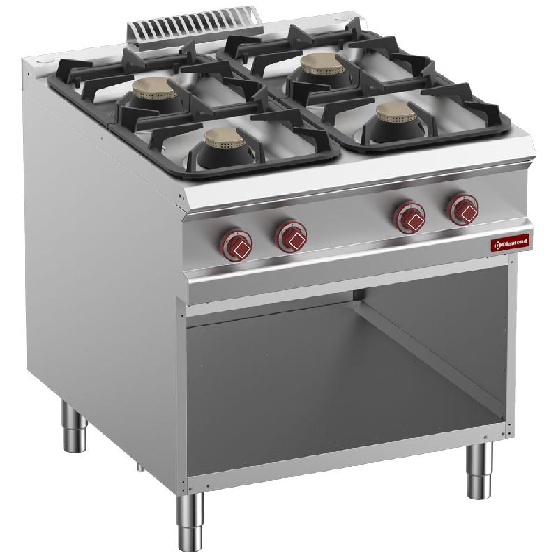 Fourneau professionnel 4 brûleurs gaz - armoire ouverte - G9/4BA8-N_0