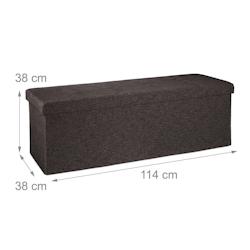 Helloshop26 - Banquette banc pour coffre de rangement en lin avec couvercle marron 114 cm 3013009 - 3002277624924_0