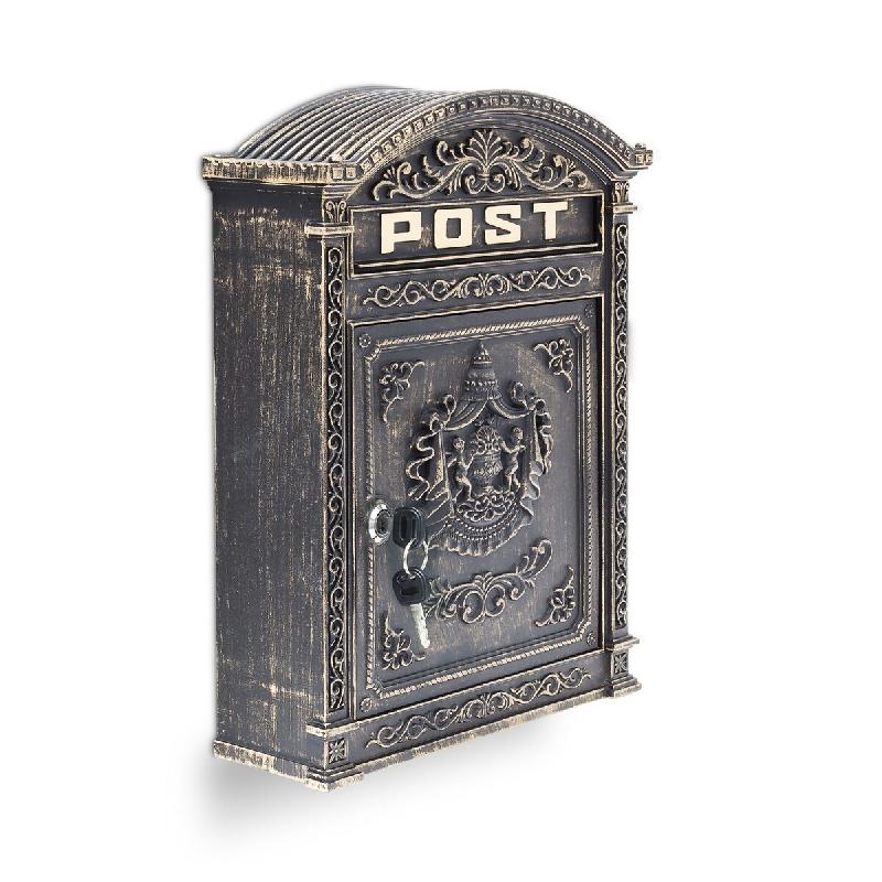 Helloshop26 - Boîte aux lettres murale vintage style ancien 44,5 x 31 x 9,5 cm solide et résistante en fonte d'aluminium noire 13_0005787 - noir alu_0