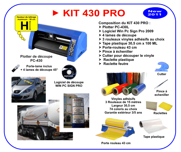 Kit de démarrage et traceur de découpe - Kit 430 Pro - Plotter PC-430L avec accessoires et vinyles_0