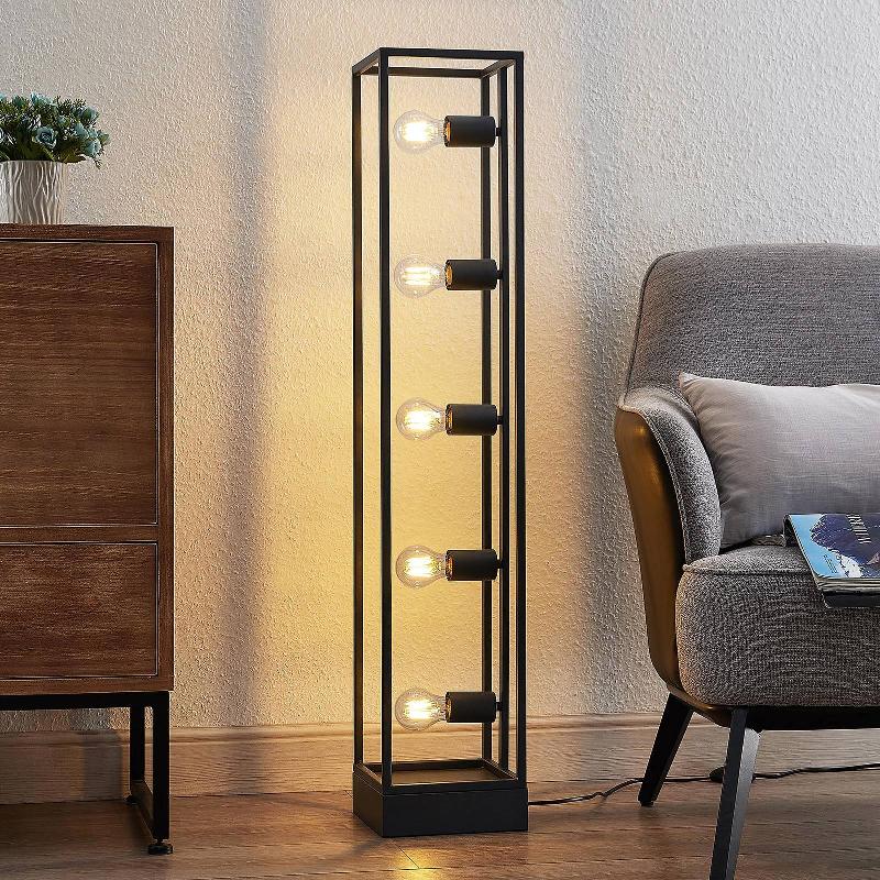 LINDBY XAMARA LAMPADAIRE, CADRE, NOIR, 5 LAMPES