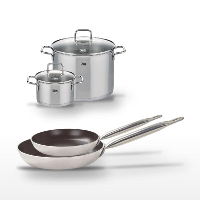 Lot de 2 Poêles 28/32 cm et 2 Faitouts 20/26 cm Elo Bistro Line - noir 3176239968743_0