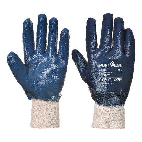 LOT DE 24 - PORTWEST A300 GANT NITRILE, POIGNET TRICOT MARINE - TAILLE XXL - LA PAIRE