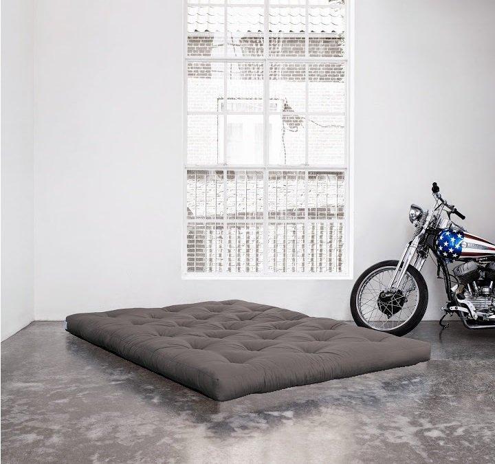 Matelas futon double latex gris longueur couchage 200cm épaisseur 18cm