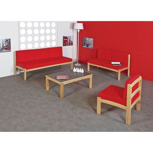 PACK AUTIZE : CHAUFFEUSE 3PL+2CHAUFFEUSES STRUCTURE NATUREL PVC ROUGE - MANUTAN EXPERT